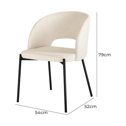 Oikiture Dining Chair Set of 2 Sherpa Kitchen Chair White and Black-Dining Chairs-PEROZ Accessories