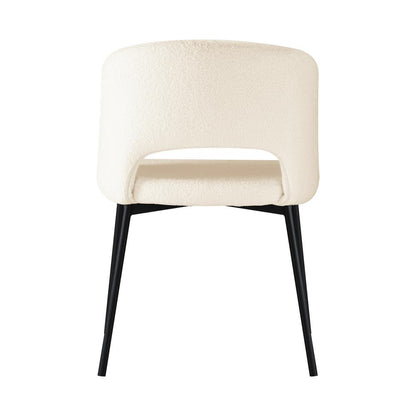 Oikiture Dining Chair Set of 2 Sherpa Kitchen Chair White and Black-Dining Chairs-PEROZ Accessories