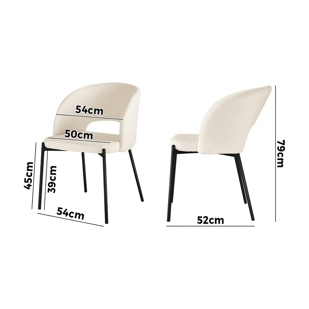 Oikiture 4x Armchair Dining Chair Sherpa White &amp; Black-Dining Chair-PEROZ Accessories
