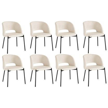 Oikiture 8x Dining Chair Tub Armchairs Sherpa Black &amp; White-Dining Chair-PEROZ Accessories