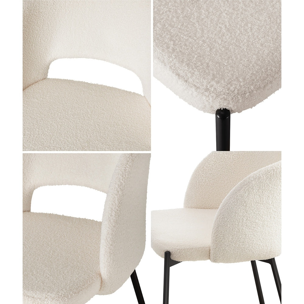 Oikiture 8x Dining Chair Tub Armchairs Sherpa Black &amp; White-Dining Chair-PEROZ Accessories