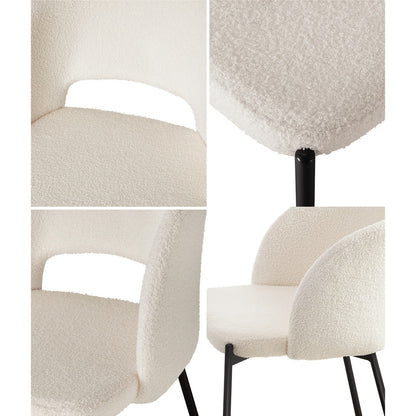 Oikiture 8x Dining Chair Tub Armchairs Sherpa Black &amp; White-Dining Chair-PEROZ Accessories