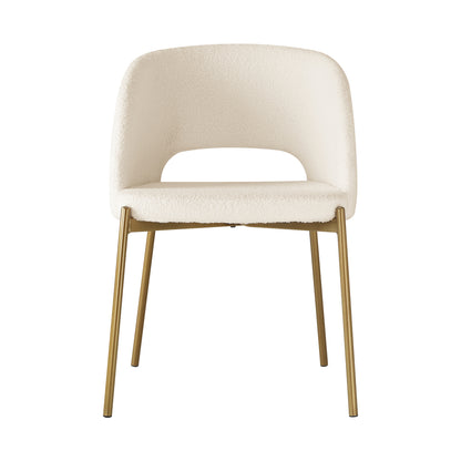 Oikiture 4x Armchair Dining Chair Sherpa White &amp; Gold-Dining Chair-PEROZ Accessories