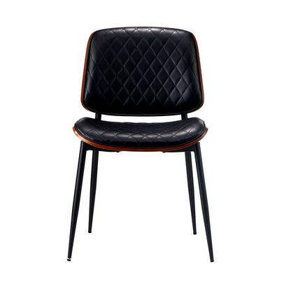Oikiture 6x Dining Chairs Leather Wooden Metal Legs Black-Dining Chairs-PEROZ Accessories