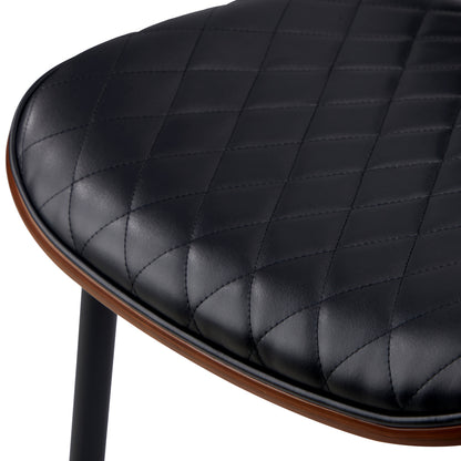 Oikiture 6x Dining Chairs Leather Wooden Metal Legs Black-Dining Chairs-PEROZ Accessories
