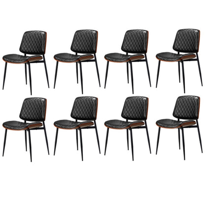 Oikiture 8x Dining Chairs Retro PU Leather Solid Wood Metal Leg Black-Dining Chair-PEROZ Accessories