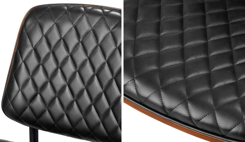 Oikiture 8x Dining Chairs Retro PU Leather Solid Wood Metal Leg Black-Dining Chair-PEROZ Accessories