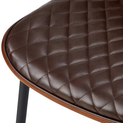 Oikiture 4x Dining Chairs Leather Wooden Metal Legs Walnut-Dining Chairs-PEROZ Accessories