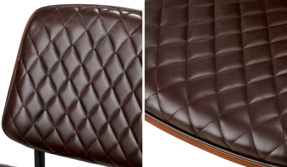 Oikiture 4x Dining Chairs Leather Wooden Metal Legs Walnut-Dining Chairs-PEROZ Accessories