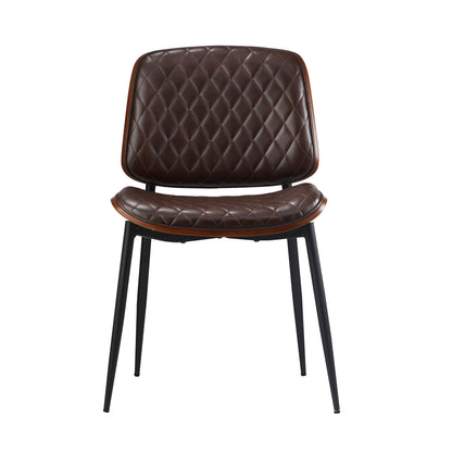 Oikiture 8x Dining Chairs Retro PU Leather Solid Wood Metal Leg Walnut-Dining Chair-PEROZ Accessories