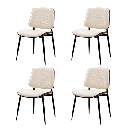 Oikiture 4x Dining Chairs PU Leather Wood Frame Metal Legs White-Dining Chair-PEROZ Accessories