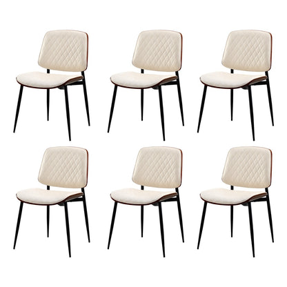 Oikiture 6x Dining Chairs PU Leather Wood Frame Metal Legs White-Dining Chair-PEROZ Accessories