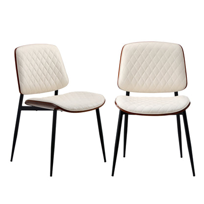Oikiture 8x Dining Chairs Retro PU Leather Solid Wood Metal Leg White-Dining Chair-PEROZ Accessories