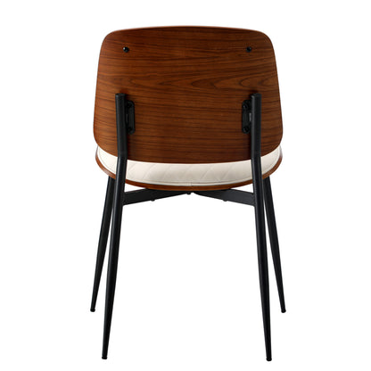 Oikiture 8x Dining Chairs Retro PU Leather Solid Wood Metal Leg White-Dining Chair-PEROZ Accessories