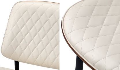 Oikiture 8x Dining Chairs Retro PU Leather Solid Wood Metal Leg White-Dining Chair-PEROZ Accessories