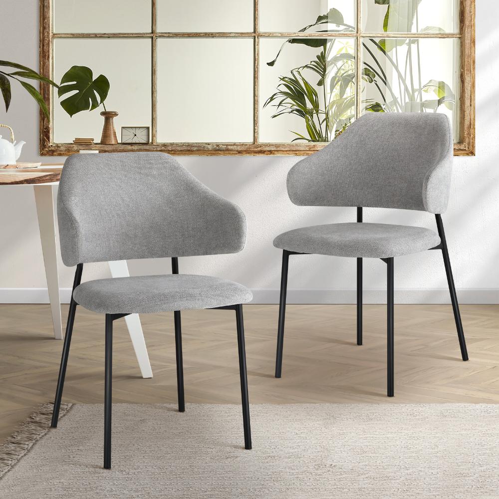 Oikiture Dining Chair Set of 2 Coffee Chair Home Kitchen Furniture Grey and Black-Dining Chairs-PEROZ Accessories