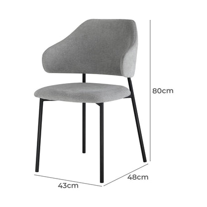 Oikiture Dining Chair Set of 2 Coffee Chair Home Kitchen Furniture Grey and Black-Dining Chairs-PEROZ Accessories