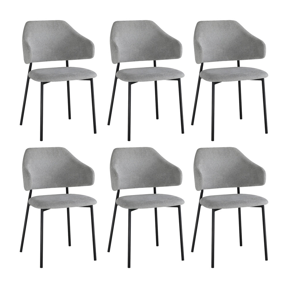 Oikiture 6x Dining Chairs Tub Fabric Grey&amp;Black-Dining Chairs-PEROZ Accessories