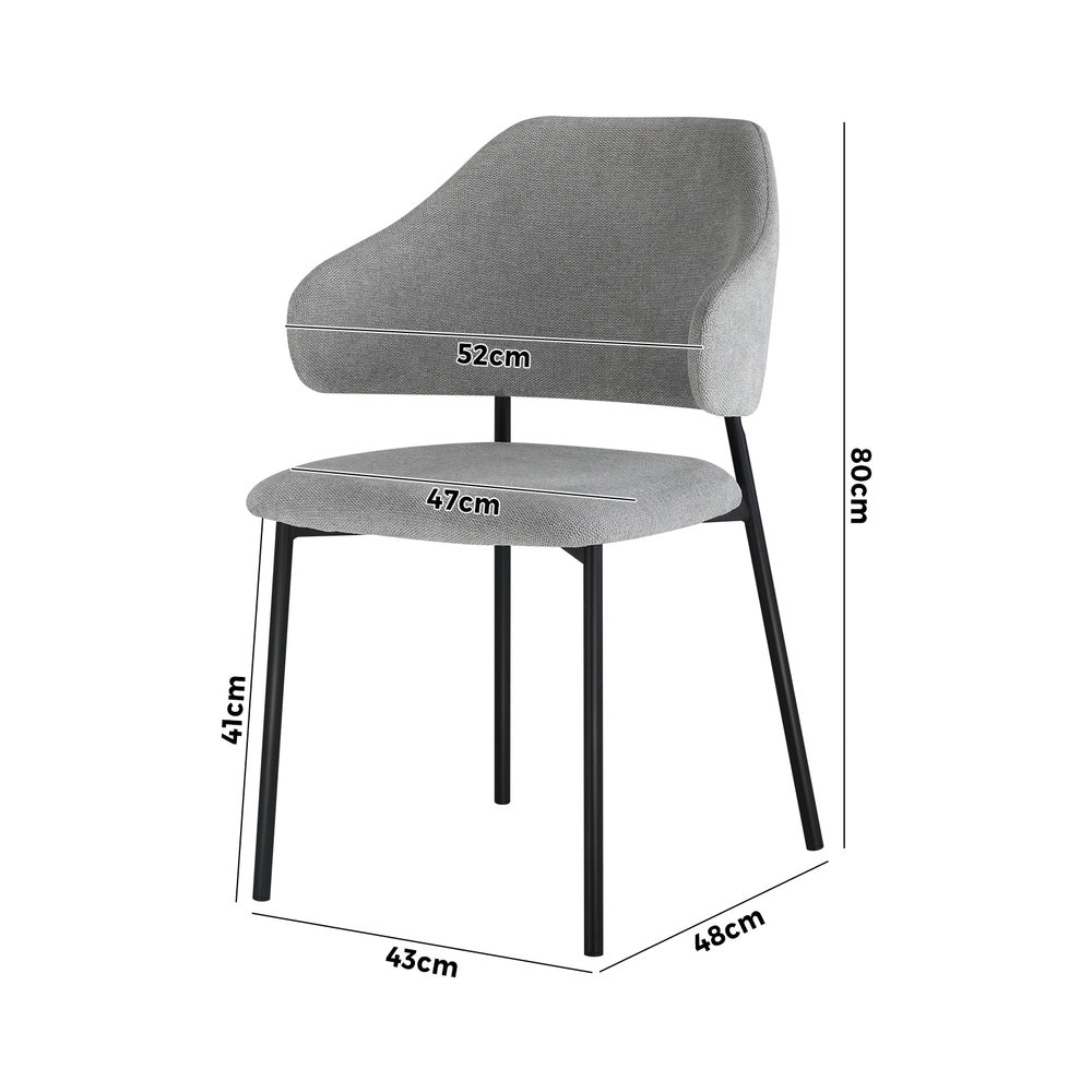 Oikiture 6x Dining Chairs Tub Fabric Grey&amp;Black-Dining Chairs-PEROZ Accessories