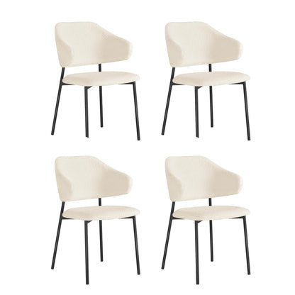 Oikiture 4x Dining Chairs Tub Sherpa White&amp;Black-Dining Chairs-PEROZ Accessories