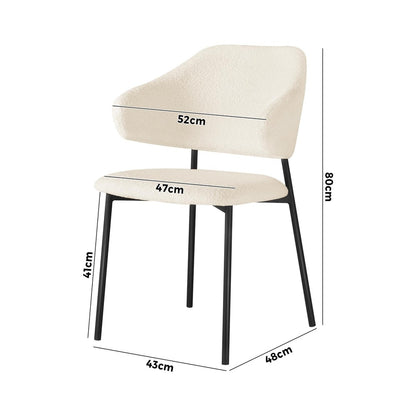 Oikiture 4x Dining Chairs Tub Sherpa White&amp;Black-Dining Chairs-PEROZ Accessories