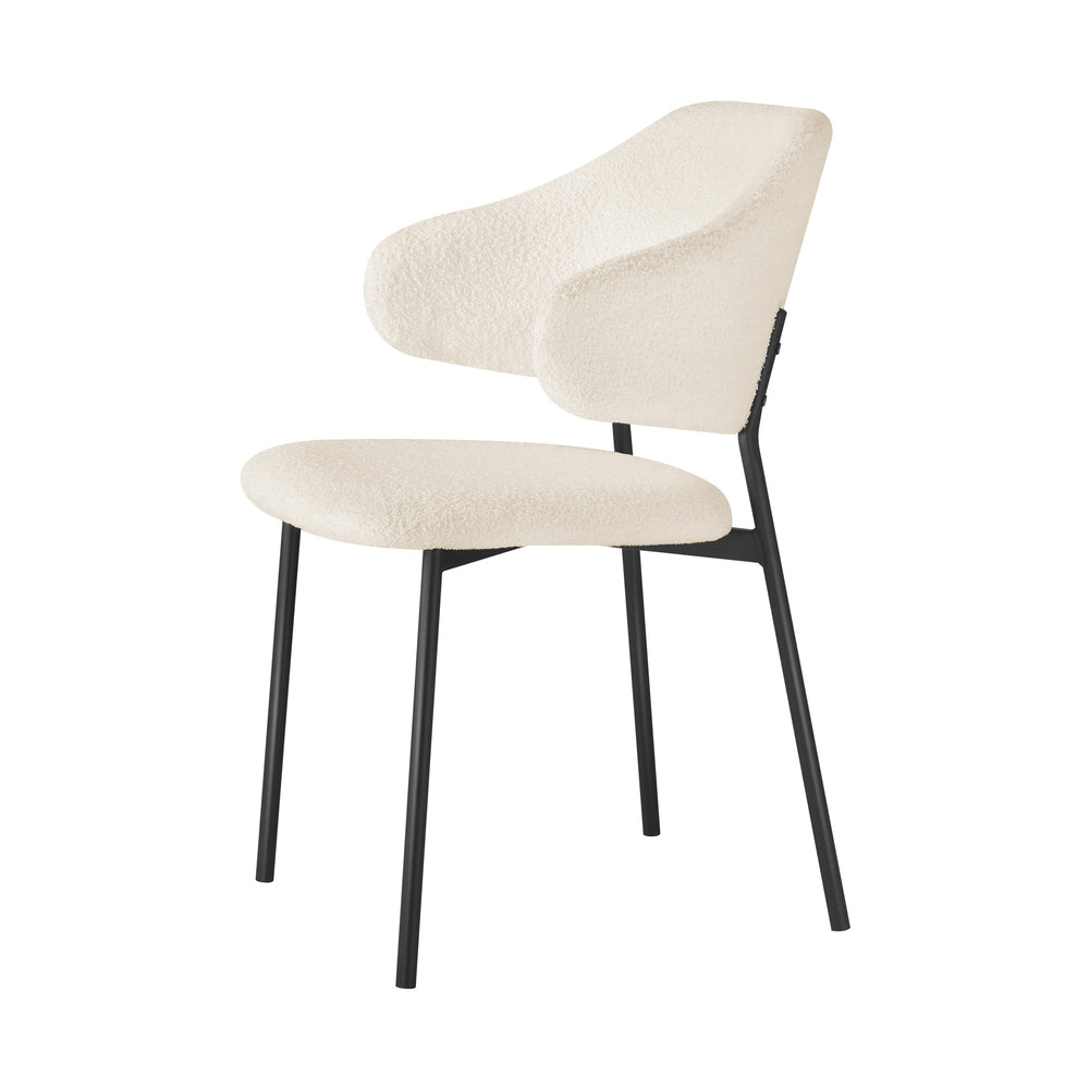 Oikiture 4x Dining Chairs Tub Sherpa White&amp;Black-Dining Chairs-PEROZ Accessories
