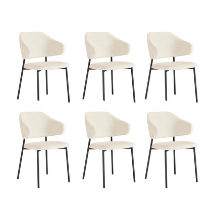 Oikiture 6x Dining Chairs Tub Sherpa White&amp;Black-Dining Chairs-PEROZ Accessories