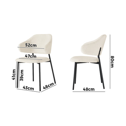 Oikiture 6x Dining Chairs Tub Sherpa White&amp;Black-Dining Chairs-PEROZ Accessories