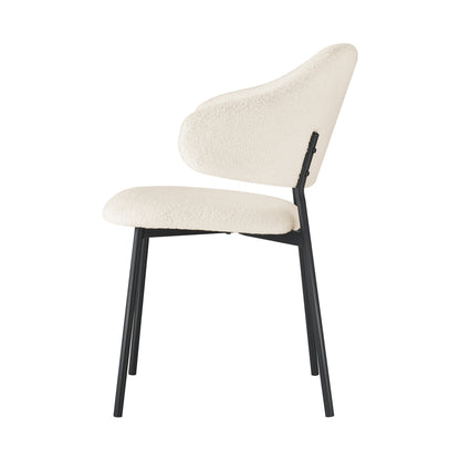 Oikiture 6x Dining Chairs Tub Sherpa White&amp;Black-Dining Chairs-PEROZ Accessories