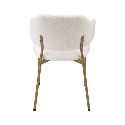 Oikiture 2x Dining Chair Sherpa Gold &amp; White-Dining Chair-PEROZ Accessories