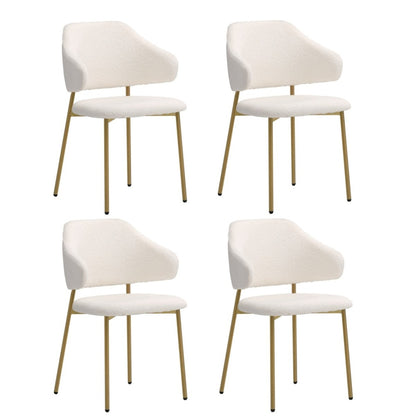 Oikiture 4x Dining Chair Sherpa Gold &amp; White-Dining Chair-PEROZ Accessories