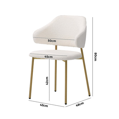 Oikiture 4x Dining Chair Sherpa Gold &amp; White-Dining Chair-PEROZ Accessories