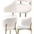 Oikiture 4x Dining Chair Sherpa Gold & White-Dining Chair-PEROZ Accessories