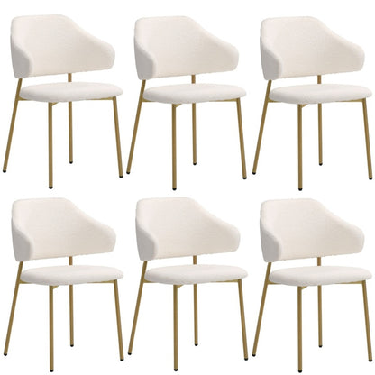 Oikiture 6x Dining Chair Sherpa Gold &amp; White-Dining Chair-PEROZ Accessories