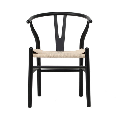 Oikiture 6xDining Chair Wooden Hans Wegner Wishbone Black-Dining Chair-PEROZ Accessories