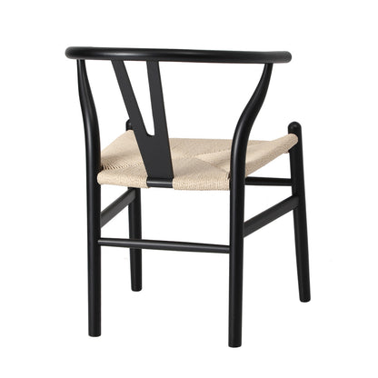 Oikiture 6xDining Chair Wooden Hans Wegner Wishbone Black-Dining Chair-PEROZ Accessories