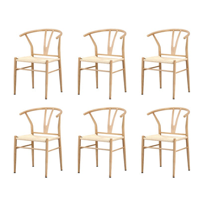 Oikiture 6x Dining Chair Metal Hans Wegner Chairs Wishbone Beige-Dining Chair-PEROZ Accessories