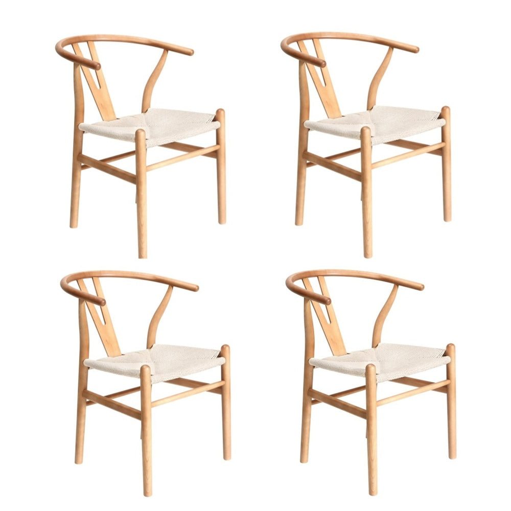 Oikiture 4x Dining Chair Wooden Hans Wegner Chair Wishbone-Dining Chair-PEROZ Accessories