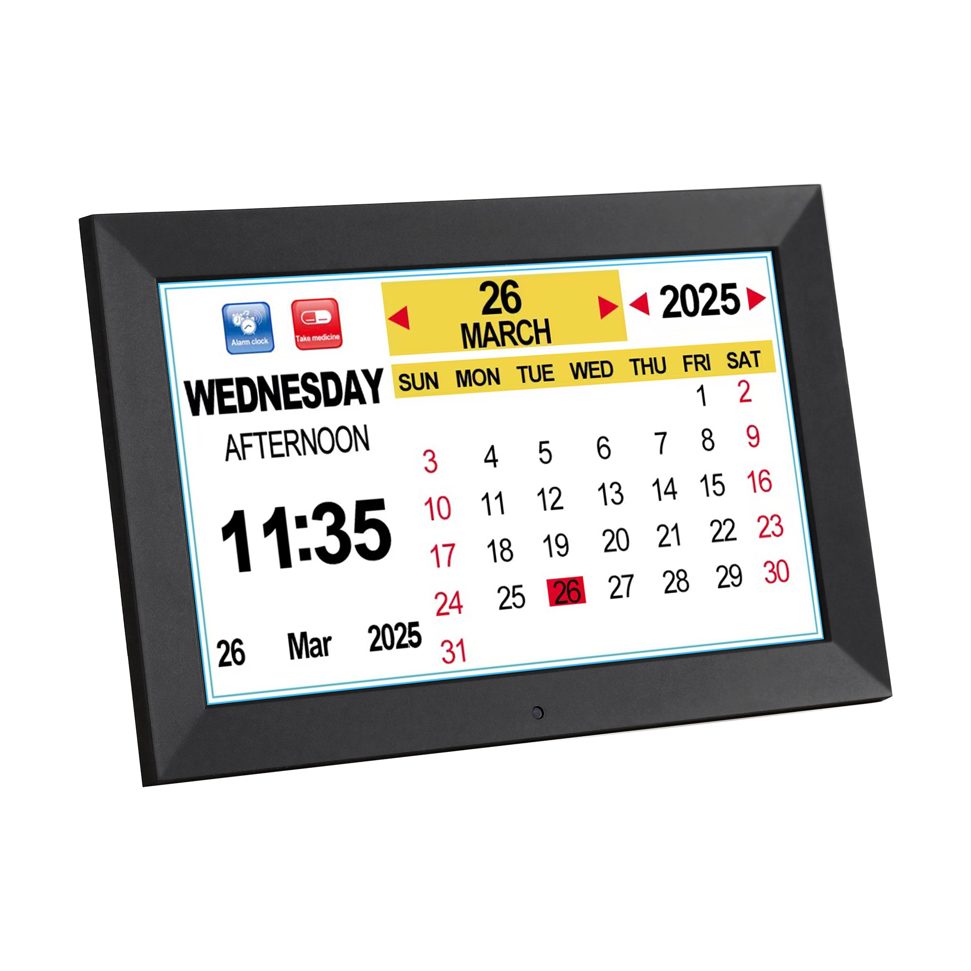 Artiss 10" Digital Day Clock Alarm Calendar Dementia Date Week Desk Clocks Black-Home &amp; Garden > Decor > Clocks-PEROZ Accessories