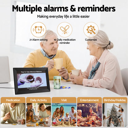 Artiss 10" Digital Day Clock Alarm Calendar Dementia Date Week Desk Clocks Black-Home &amp; Garden > Decor > Clocks-PEROZ Accessories