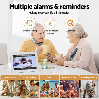 Artiss 10" Digital Day Clock Alarm Calendar Dementia Date Week Desk Clocks White-Home &amp; Garden > Decor > Clocks-PEROZ Accessories