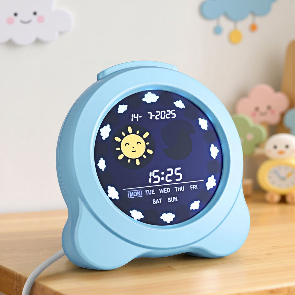 Artiss 3.8&quot; Digital Day Clock Calendar Alarm LCD Display Blue-Home &amp; Garden &gt; Decor &gt; Clocks-PEROZ Accessories