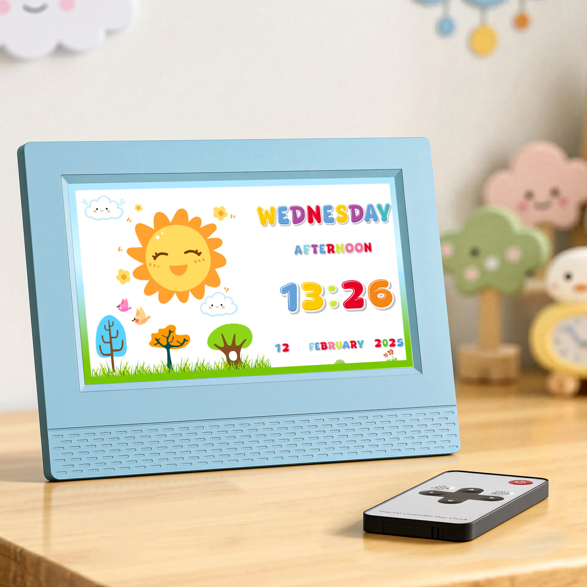 Artiss 7" Digital Day Clock Calendar Alarm LCD Children Sleep Trainer Clocks Blue-Home &amp; Garden > Decor > Clocks-PEROZ Accessories