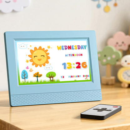 Artiss 7" Digital Day Clock Calendar Alarm LCD Children Sleep Trainer Clocks Blue-Home &amp; Garden > Decor > Clocks-PEROZ Accessories