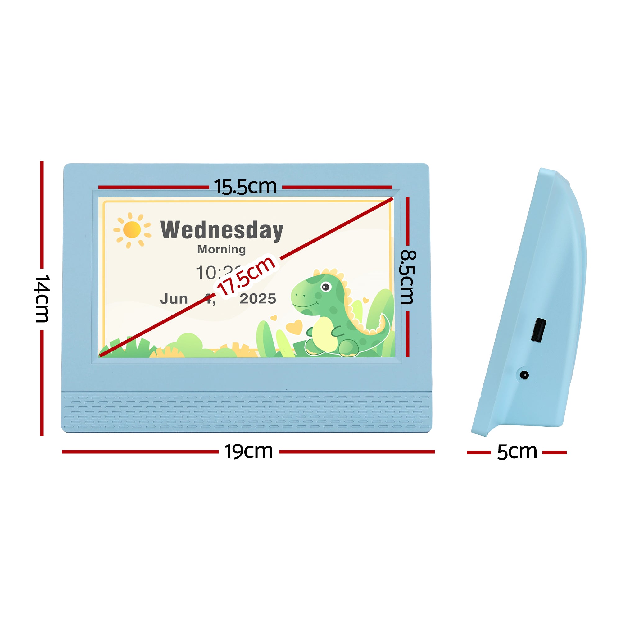 Artiss 7" Digital Day Clock Calendar Alarm LCD Children Sleep Trainer Clocks Blue-Home &amp; Garden > Decor > Clocks-PEROZ Accessories