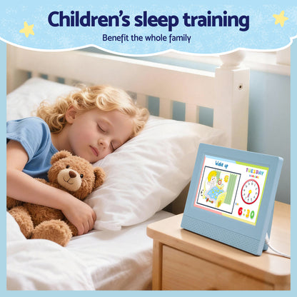 Artiss 7" Digital Day Clock Calendar Alarm LCD Children Sleep Trainer Clocks Blue-Home &amp; Garden > Decor > Clocks-PEROZ Accessories