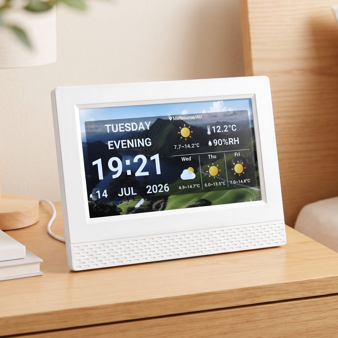 Artiss 7" Smart Digital Clock Calendar HD IPS Touchscreen Weather Photo Frame-Home &amp; Garden > Decor > Clocks-PEROZ Accessories