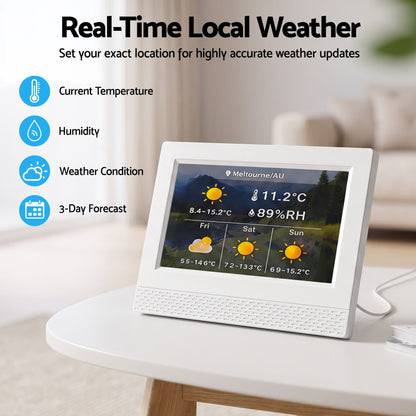 Artiss 7" Smart Digital Clock Calendar HD IPS Touchscreen Weather Photo Frame-Home &amp; Garden > Decor > Clocks-PEROZ Accessories