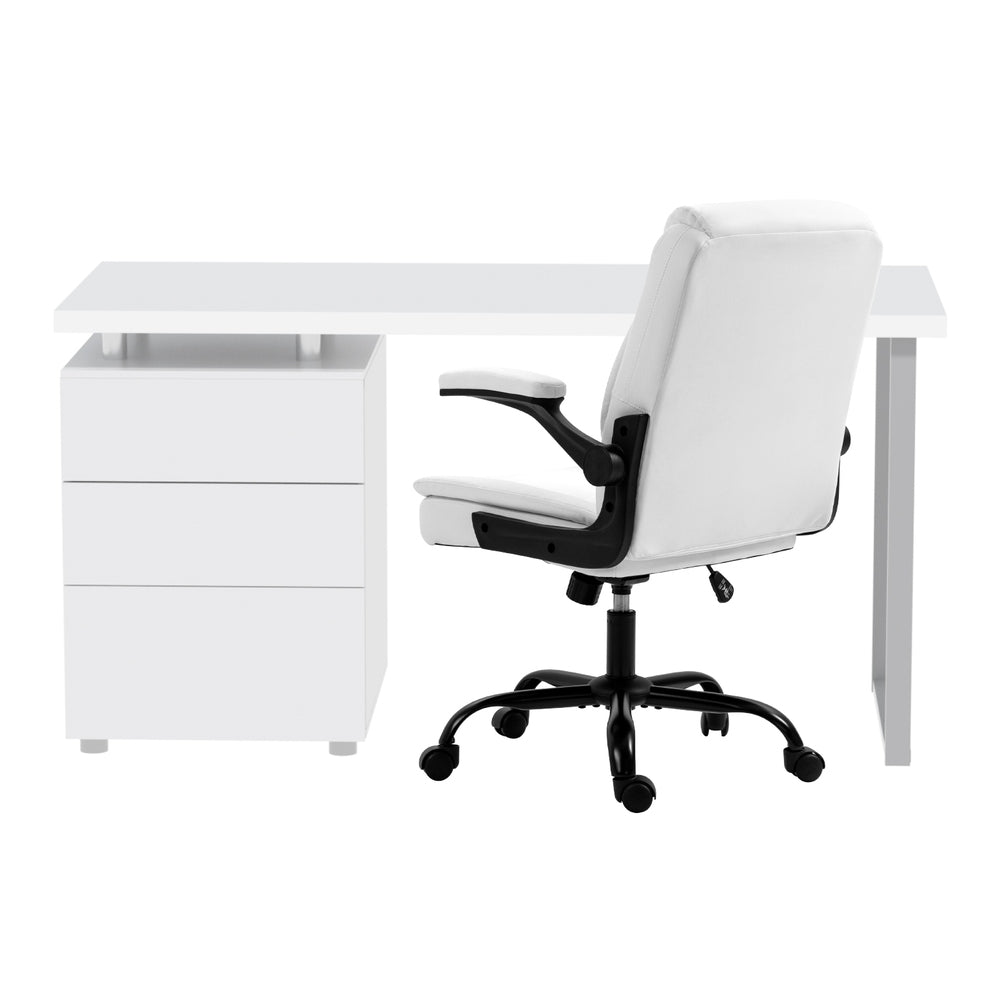 Artiss Computer Desk Executive Office Chairs Sets White-Furniture &gt; Office &gt; Office &amp; Desk Chairs-PEROZ Accessories