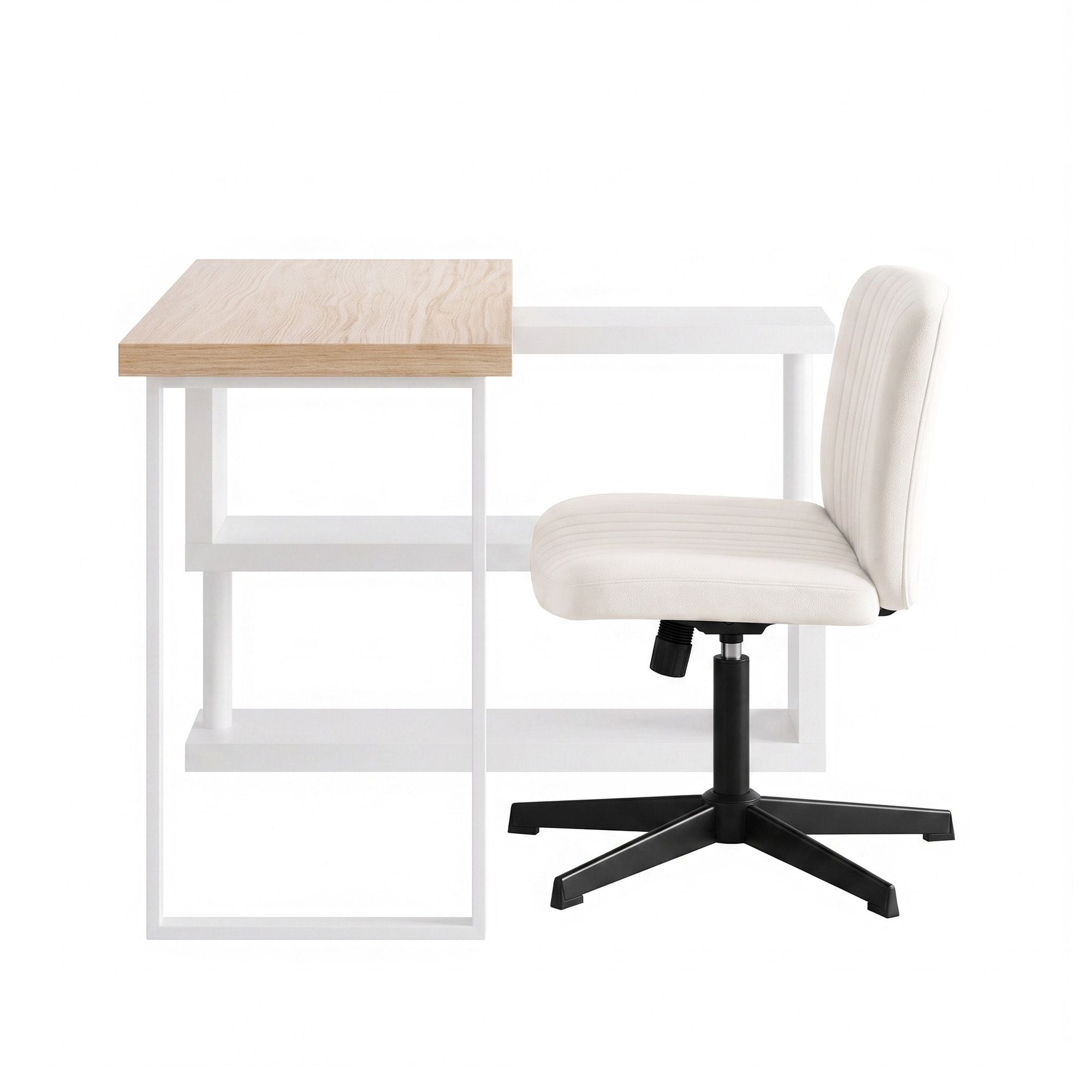 Artiss Office Desk &amp; Chair Set 140cm Computer Desk with Rotatable Bookshelf &amp; Criss Cross Office Chair Armless Swivel Chair, Home Office Study Workstation Furniture